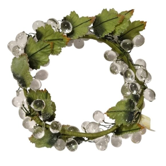 Fortunoff Christmas Vtg Faceted Lucite Acrylic Clear Grape Wreath Candle Ring - Picture 3 of 7